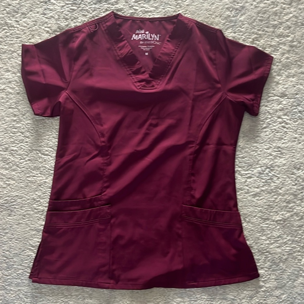 Mini Marilyn Red/Maroon Scrub Top